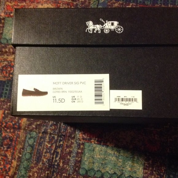 Coach Men's Mott Dark Brown Leather & Coated Canvas Drivers(Loafers) -11.5D -NIB - Picture 9 of 10